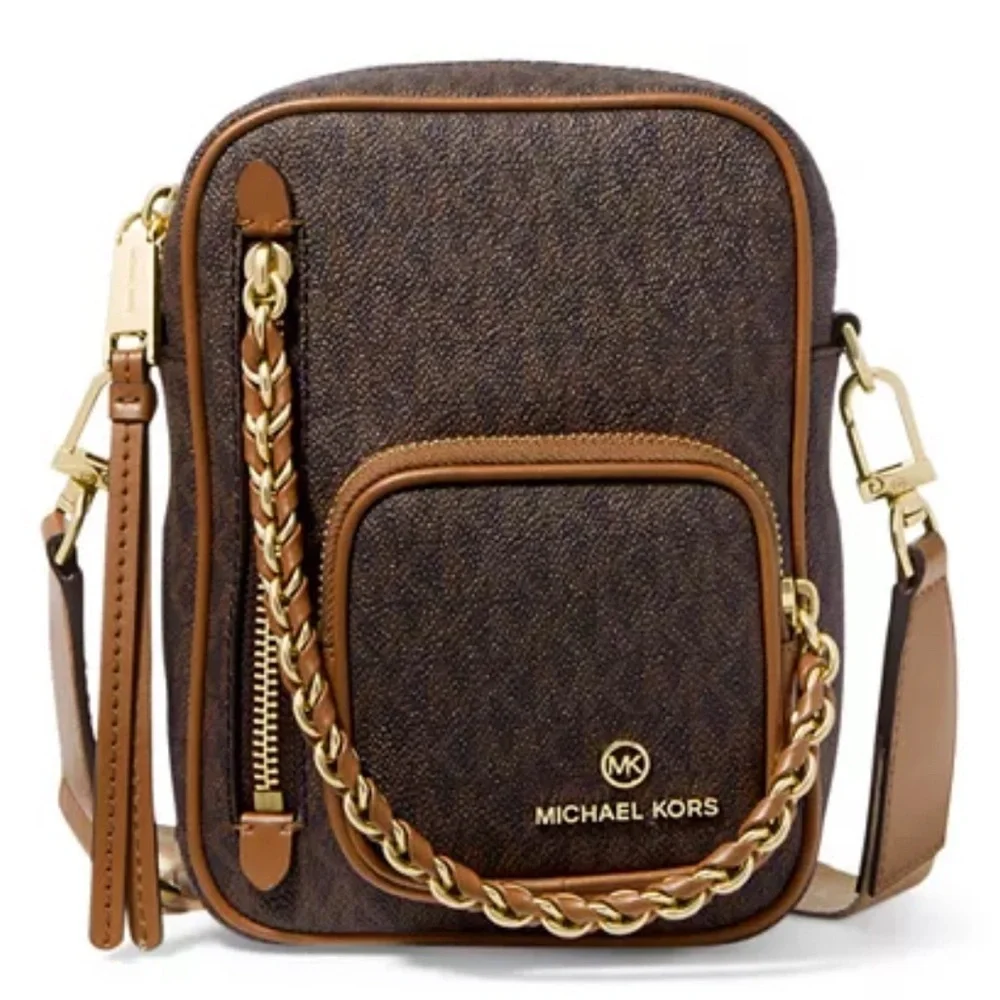Michael Kors Crossbody Bag ~ Camera Bag ~ Elliot Brown Small Logo Cross Bag NWT - Picture 12 of 13